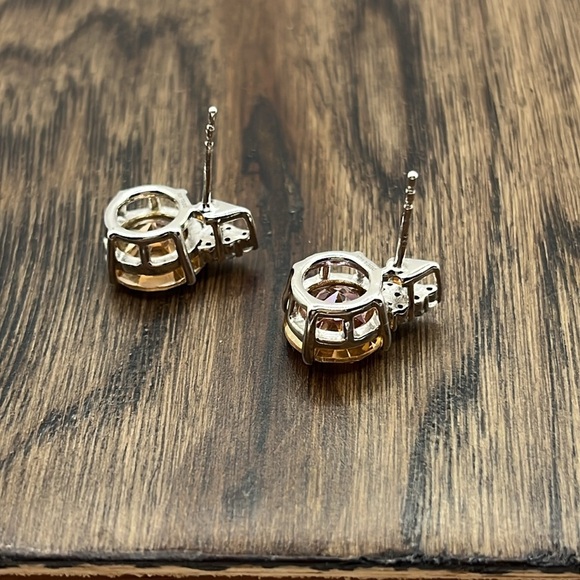 Earrings Orange Quartz Citrine Stud With Topaz Accent Stones Oversized  925 - Picture 10 of 10